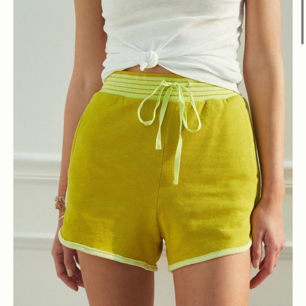 Anthropologie Lime Green High-Waist Knit Shorts